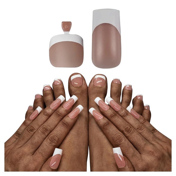 Nagelspitzen French Tip Square Primer Brown Pink hand and fo 1 St