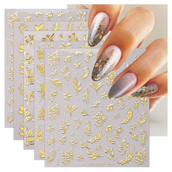 Nagelsticker goldene Blumen 8 Blatt selbstklebend 1 St