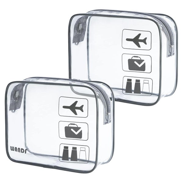 Kulturbeutel Transparent Toilettentasche Damen Grau 2 Packun 1 St
