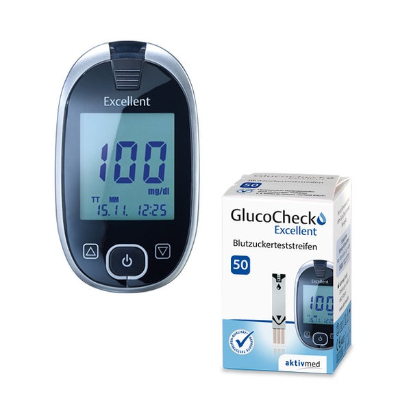 GlucoCheck Excellent Mess-Set - mg/dl zur Blutzuckerkontrolle mit 60 Streifen 1 St