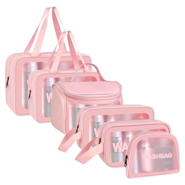 Transparente Kosmetiktasche 6PC Set, PU-Leder Organizer, Rei 1 St