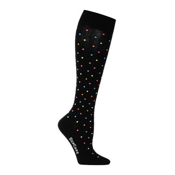 SupCare Stützstrümpfe Baumwolle Schwarz bunte Dots  Gr 40-42 2 St