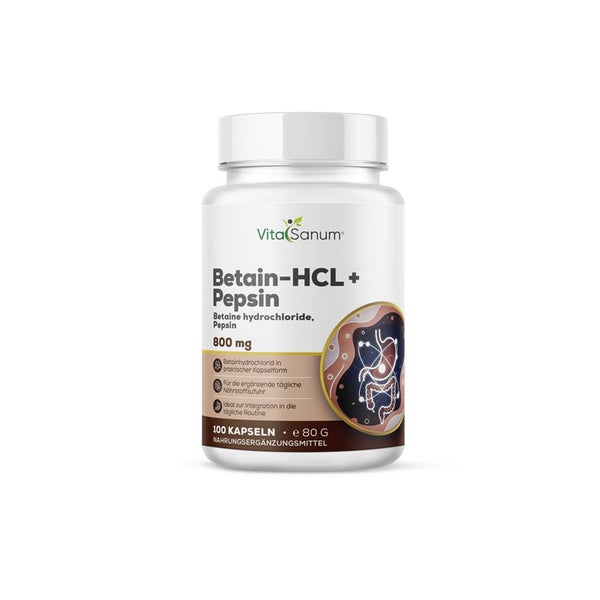 VitaSanum®- Betain-HCL + Pepsin – 800 mg – 100 Kapseln 100 St