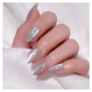 Kunstnägel 24 Stück Silber Glitter Mandel Kurz 8Silvery&amp; 1 St