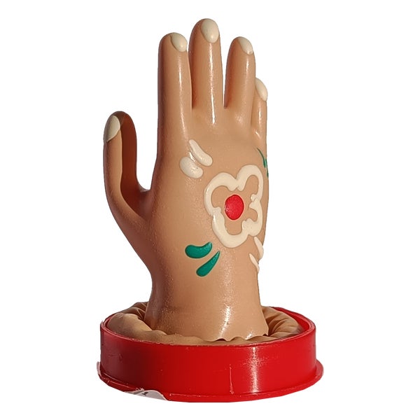Scherzkondom «Hand» – Leuchtende Fingernägel, handbemalt (1 Stück) 1 St