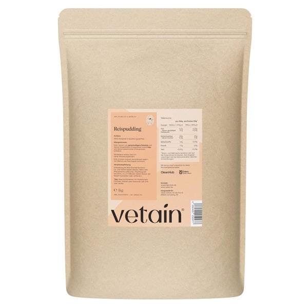 VETAIN Instant Reispudding - 100 % Reisgrieß - Ohne Zucker 1 kg