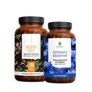 Frühlingsbegleiter Paket Schwarzkümmelöl Quercetin Bromelain - SCHWARZKÜMMEL & BLÜTEZEIT vegan natürlich made in Germany - NATURTREU® 148 g