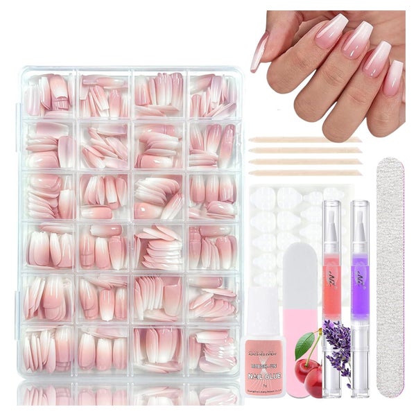 Press On Nägel 360 Stück Ombre Rosa Gradient Ballerina 1 ml 1 St