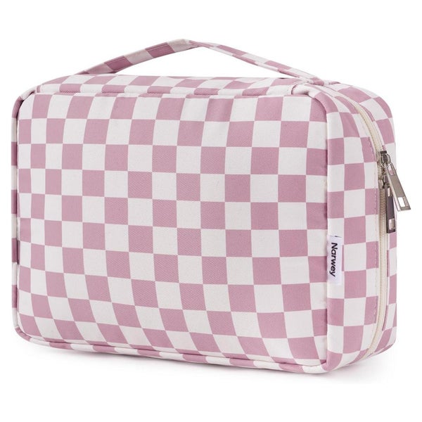 Kulturtasche Groß Damen Aufhängen Z-altrosa Schachbrettmuste 1 St