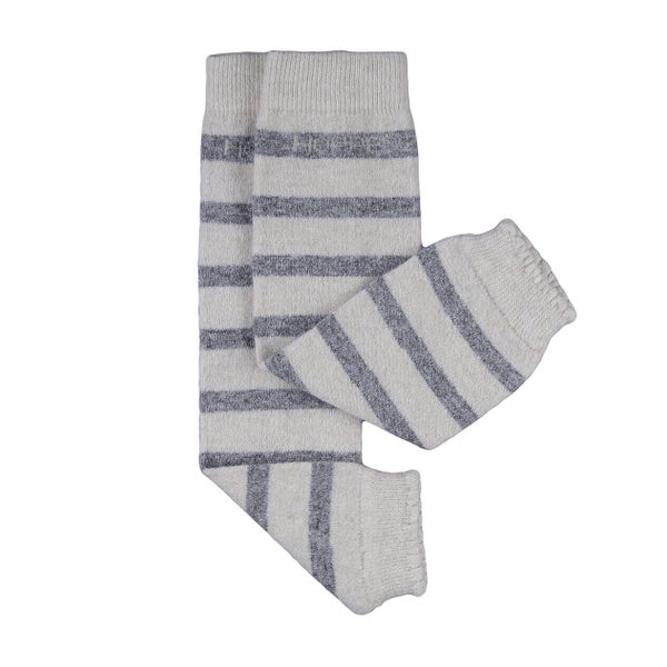 Merino-Babystulpen creme/grau gestreift