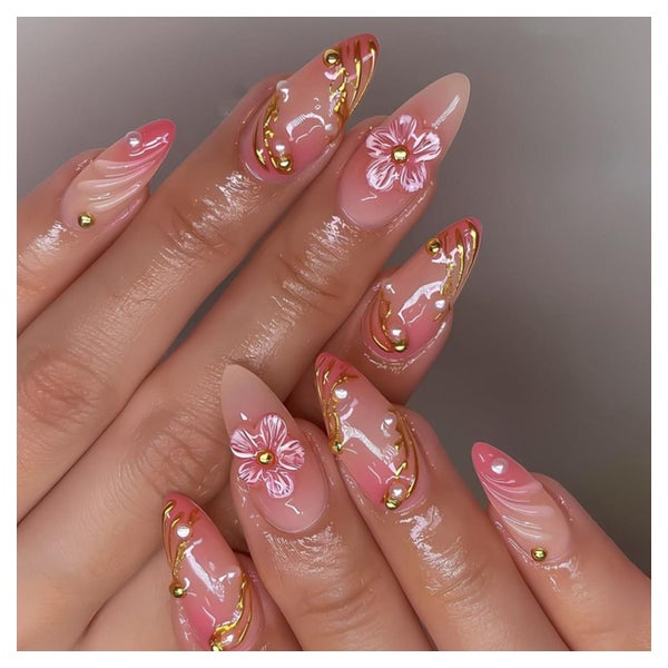 Kunstnägel 24 Stück Press on Nails French Rosa Orange Farbve 1 St