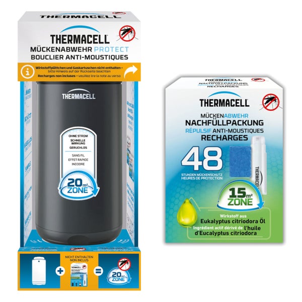 Thermacell Mückenabwehr Protect, Graphit + Nachfüllpackung 48 Stunden 1 St