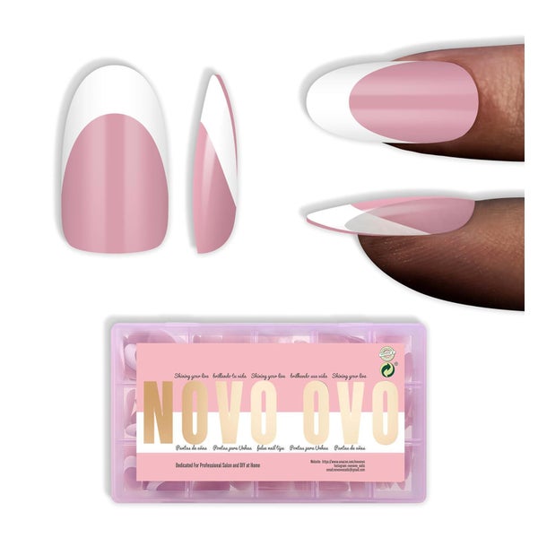 Nagelspitzen Oval Medium Oval White French Tip BERRY PINK 24 1 St