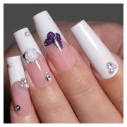 Kunstnägel Coffin French Tip 3D French White Butterfly 1 ml 1 St