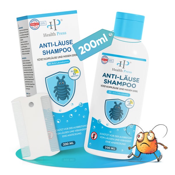 Health Press Anti-Läuse-Shampoo Set inklusive Läusekamm 200 ml