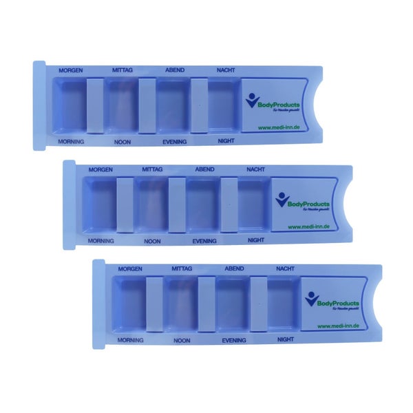 Medi-Inn Medikamentendispenser, für 1 Tag mit 4 Fächern, blau Standard 3 St