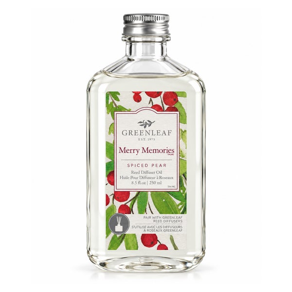 Greenleaf Merry Memories Reed Diffuser Öl Spiced Pear Raumduft mit weißen Duftstäbchen 250 ml