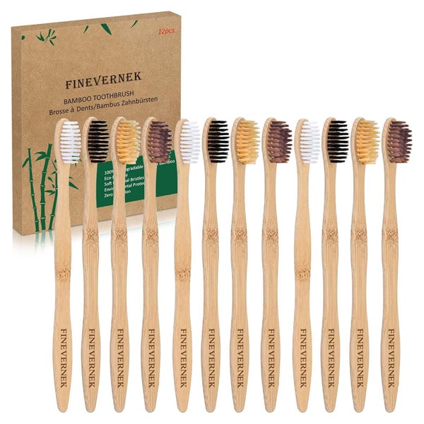 12er Pack Bambus Zahnbürsten Set biologisch abbaubar vegan 1 St
