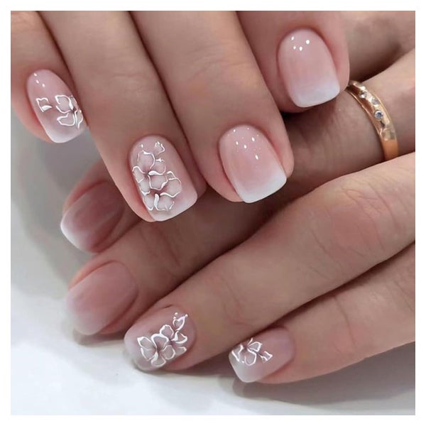 Kunstnägel Press On Kurz Squoval Rosa Ombre Nagelkleber AN8 1 St