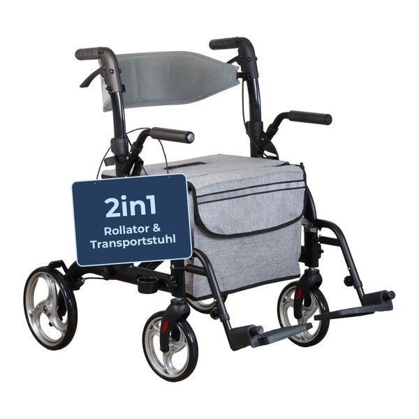 ForeverSenior 2 in 1 Rollator & Rollstuhl - mit Federung 1 St