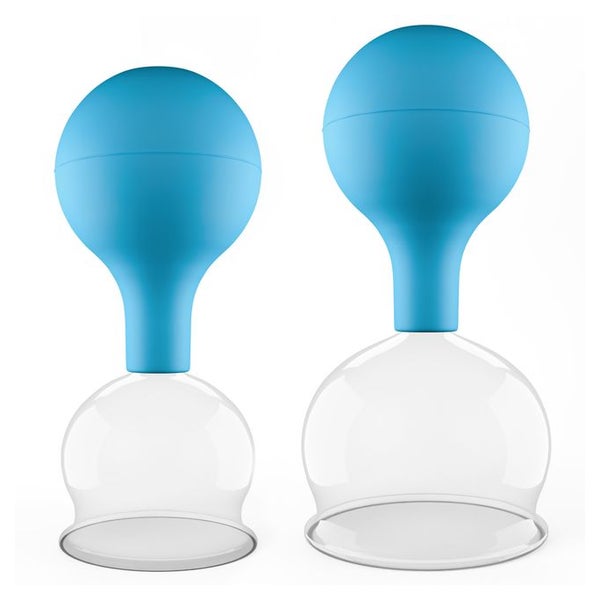 Pulox Schröpfgläser aus Echtglas mit Saugball - Set Duo Groß in Blau: 52mm, 62mm 2 St