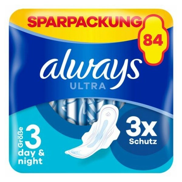 always Ultra Binde Night mit Flügeln Monatspaket, 84 Binden (3 Packungen x 28 Stück) 1 St