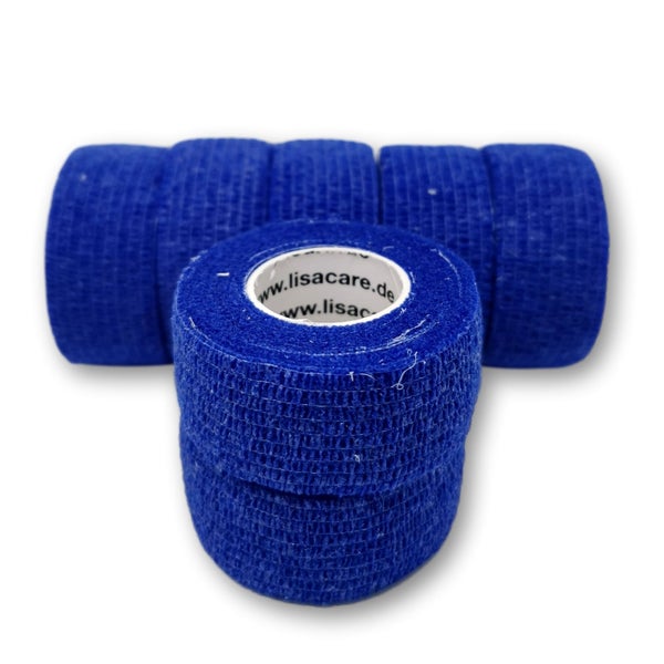 LisaCare latexfreie, kohäsive Fingerpflaster 2,5cm - Blau 7 St