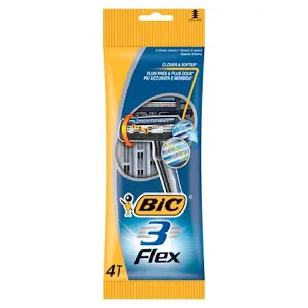 BIC 3 Flex Rasierer Set Männer, 3 Klingen, Für empfindliche Haut, 4 Stück 4 St