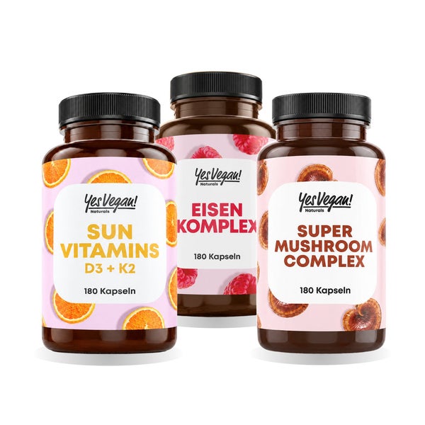 Winter-Ritual Set: Eisen + D3 K2 Omega 3 + Vitalpilze 3 St