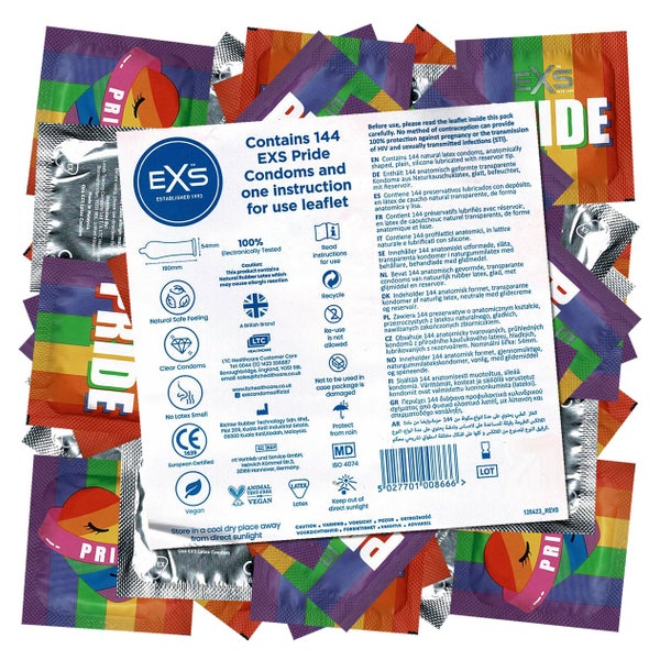 «Pride» Vorratsbeutel – 144 anatomische Latexkondome (144 Kondome) 144 St