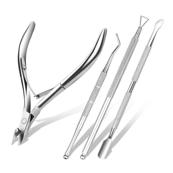 ACWOO 4-teiliges Nagelhautzangen Set aus Edelstahl für Maniküre und Pediküre