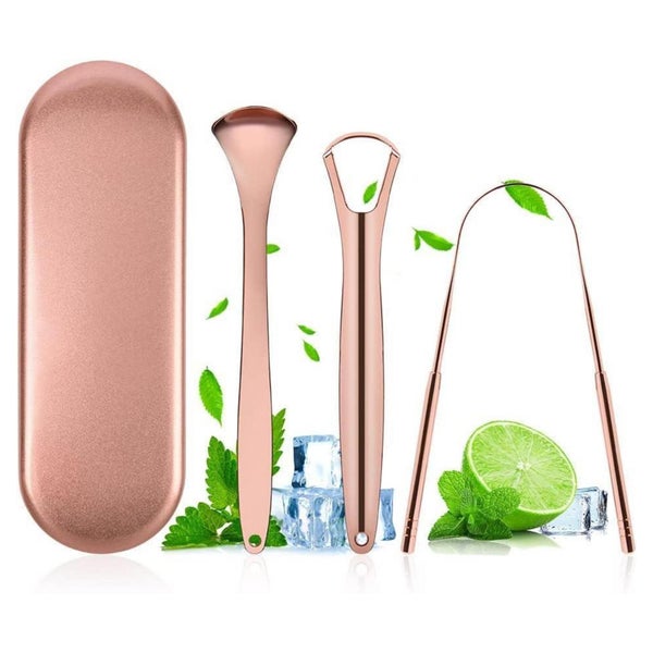 ACWOO Zungenreiniger 3 Stück Zungenschaber Set Roségold Edel 1 St