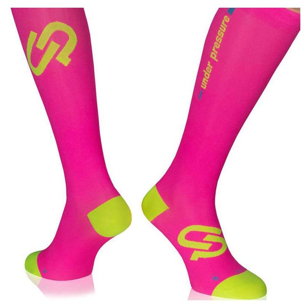 UNDER PRESSURE Ultralight | Sport-Kompressionsstrumpf (1 Paar) 43-46 (Wade: 32-42cm) / neonpink 2 St