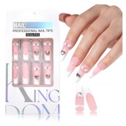 Künstliche Nägel 24 Stück Coffin FrenchTip French Rosa 1 ml 1 St