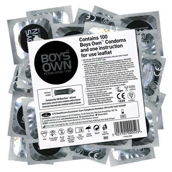 «Boys Own Condoms», verstärkt, 54 mm, vegan, Silikonö 100 St (100 Kondome) 100 St
