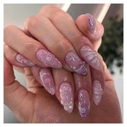 Kunstnägel Acrylnägel 3D French Pink Charms Mandel Blumen Pe 1 St