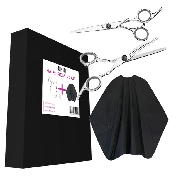 UNIQ Friseurscheren-Set für zu Hause inkl. Haarschneideumhang
