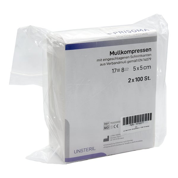 Mullkompressen Prisoma 5x5 cm unsteril 8 2X100 St