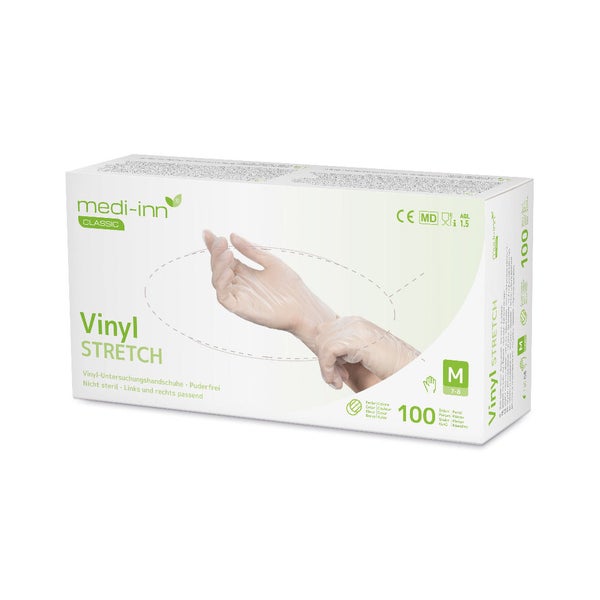 Medi-Inn Vinyl Stretch Einmalhandschuhe puderfrei, Gr. M 1000 St