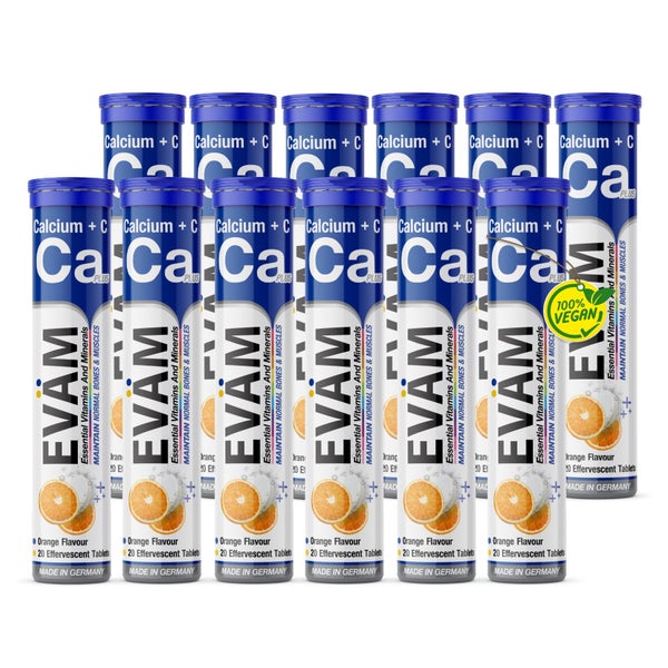 Calcium 800mg + Vitamin C Brausetabletten Knochen 12er Pack 240 St