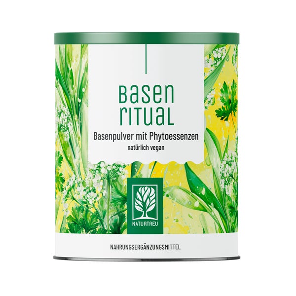 Basenpulver mit Phytoessenzen, Mineralstoffen, Zitrone & Petersilie - BASENRITUAL - 30 Portionen aus 165 g veganem Getränkepulver - NATURTREU® 165 g