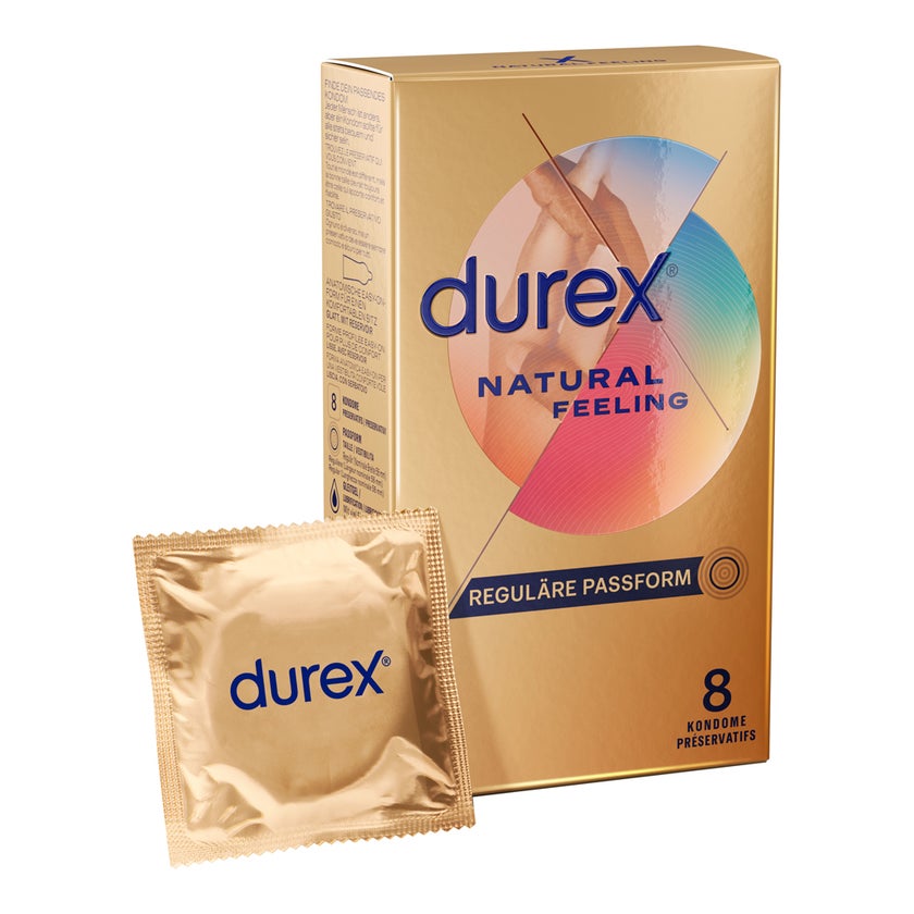 «Natural Feeling» latexfreie Markenkondome mit Easy-On™-Form (8 Kondome) 8 St