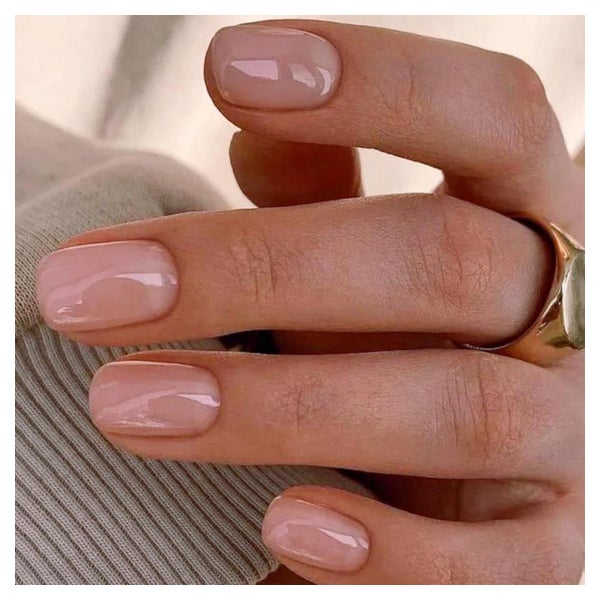 Nägel Press On kurz eckig glänzend Gel nude 1 St