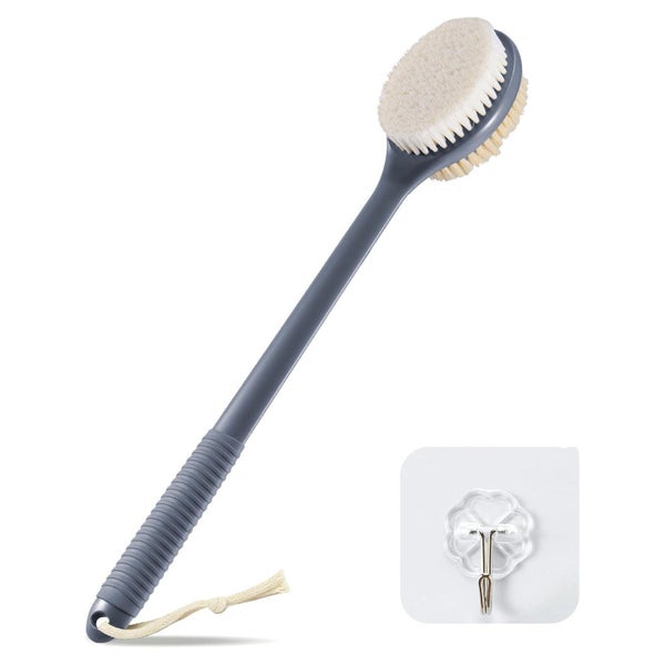 VANZAVANZU Rückenbürste 42 cm, mit langem Griff, Grau