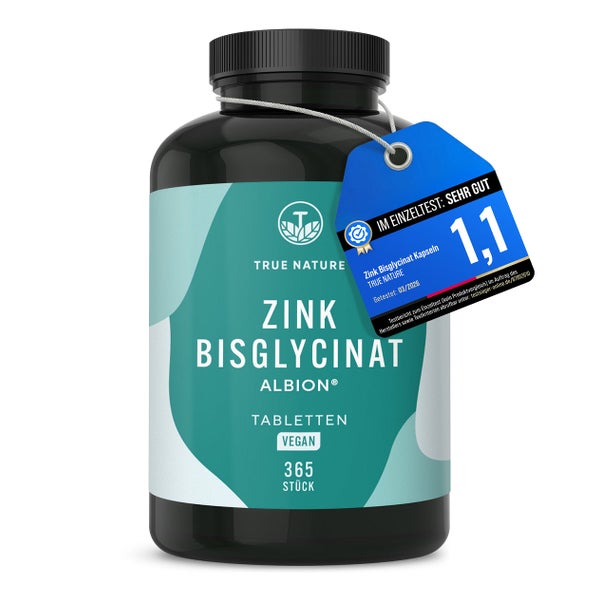 Zink Bisglycinat Testsieger - Zink Tabletten - 1 Jahr Vorrat 365 St