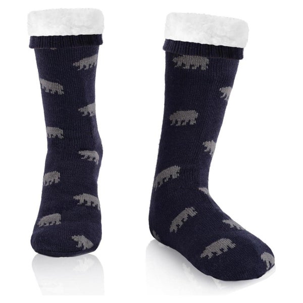 Wintersocken Herren Thermo Antirutschsohle Innenfrottee Bär 1 St