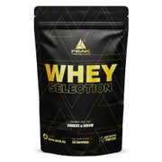 PEAK Whey Selection - 900g - Geschmack Cookies & Cream I 30 Portionen I für Muskelaufbau I Proteinquelle: Whey Konzentrat, Isolat, Hydrolysat + freies L-Leucin I mit Laktase
