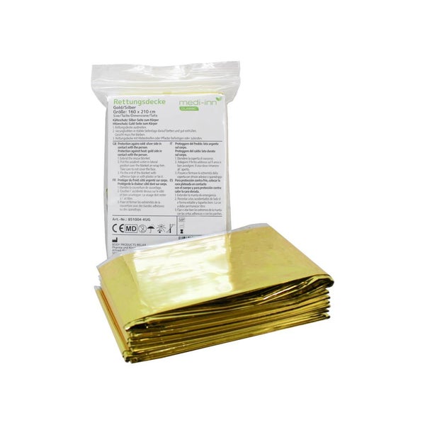 Medi-Inn Rettungsdecke Rettungsfolie gold | silber 160 x 210 cm 3 St