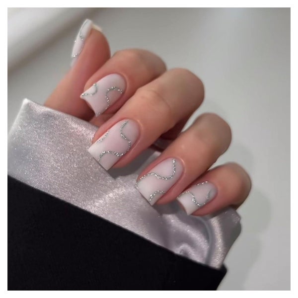 Falsche Nägel French Tip Press On Kurz Quadratisch Glänzende 1 St