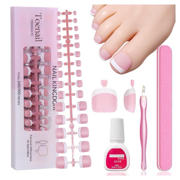 Künstliche Fußnägel 240 Stück Matt Französisch Rosa 1 ml (1e 1 St